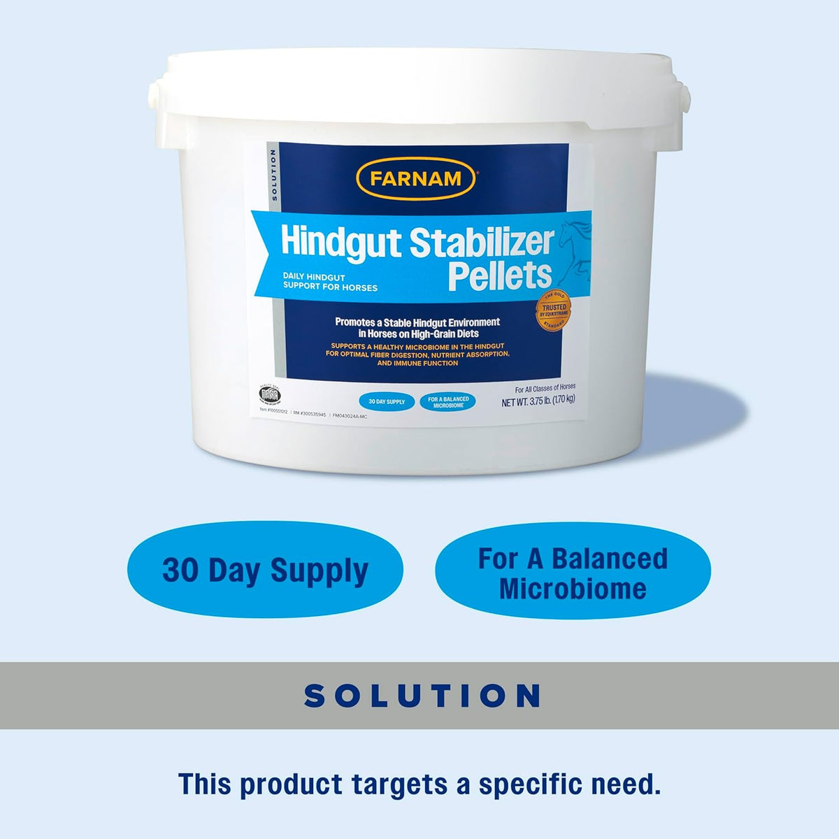 Farnam Hindgut Stabilizer Pellets, Daily Digestive & Immune Supplement for Horses Helps Maintain a