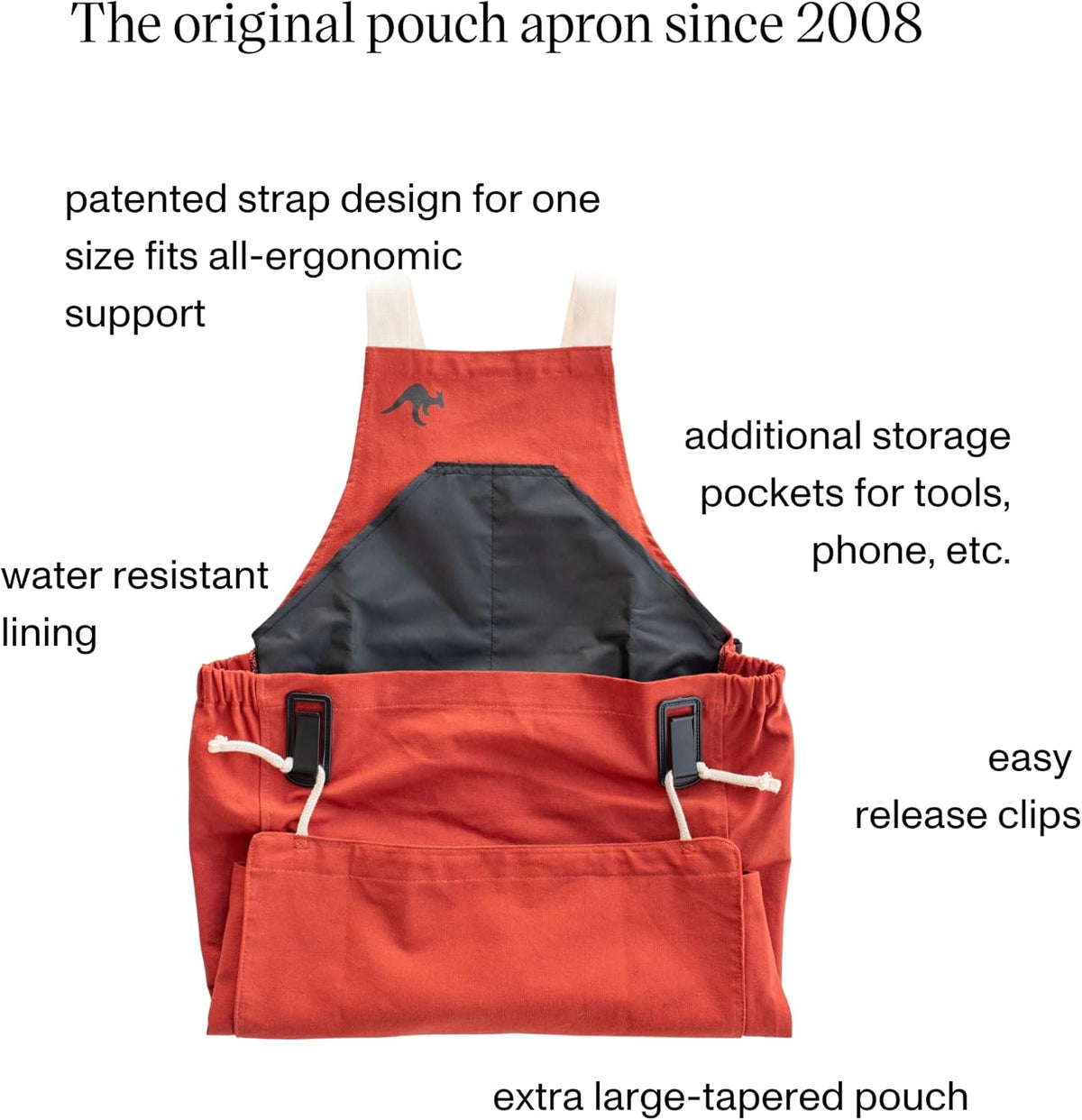Roo Gardening Apron with Pockets & Harvesting, Picking Pouch - Adjustable, Water-resistant