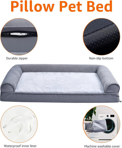 Amazon Basics Living Room Couch Dog Bed with Premium Foam, Pressure-Relief Support for Dogs up to