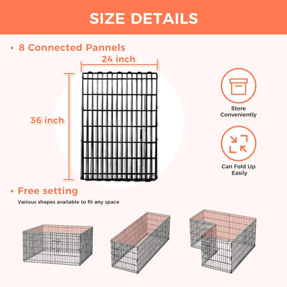 Foldable Dog Playpen 36" Height 8 Panels Metal Exercise Pen No Door - Indoor/Outdoor Dog Play Pen