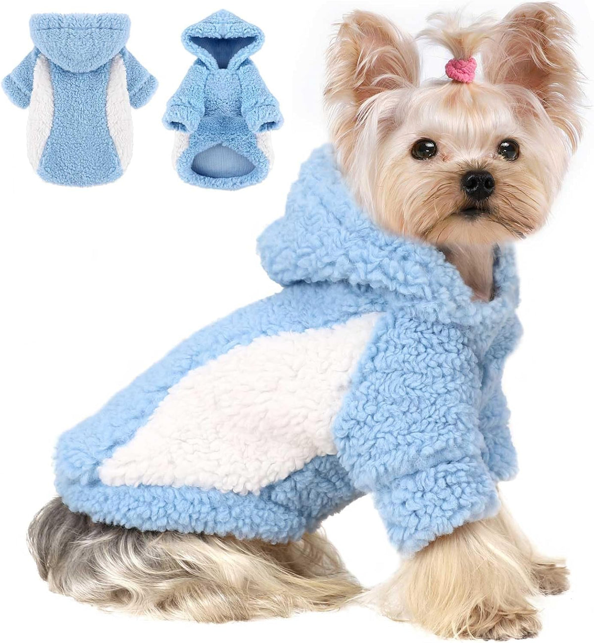 YIKEYO Dog Hoodie Pet Clothes Sweater with Hat Soft and Warm Cold Weather for Small Patchwork