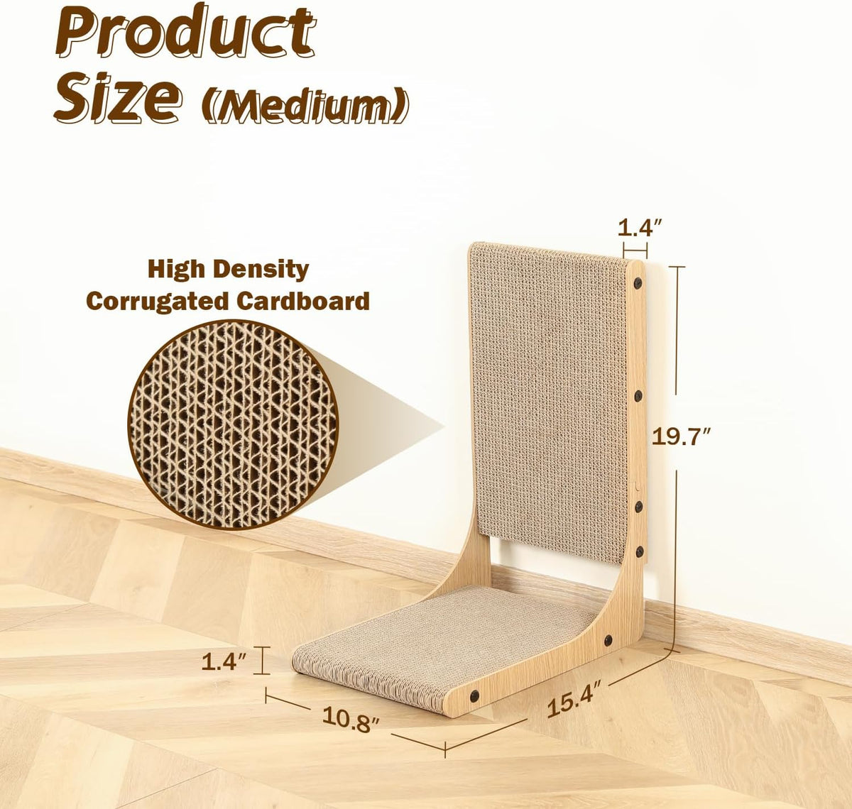 2-Pack Cat Scratching Board, 19.7'' Tall Cardboard L Shape Vertical Cat Scratchers for Indoor Cats
