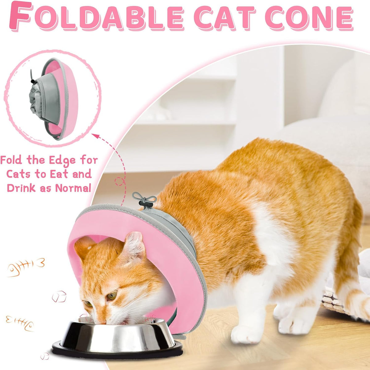 Cat Cone Collar Soft to Stop Licking, Adjustable, Foldable Lightweight Kitten Cones After Surgery