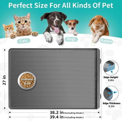 Dog Mat for Food and Water - 39.4" x 27" Large Pet Feeding Mats with Residue Collection Pocket