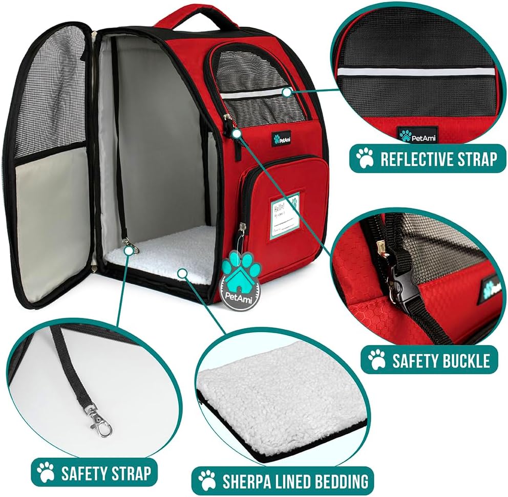 PetAmi Dog Backpack Carrier for Small Large Cat, Pet, Puppy, Ventilated Pet Hiking Backpack Travel