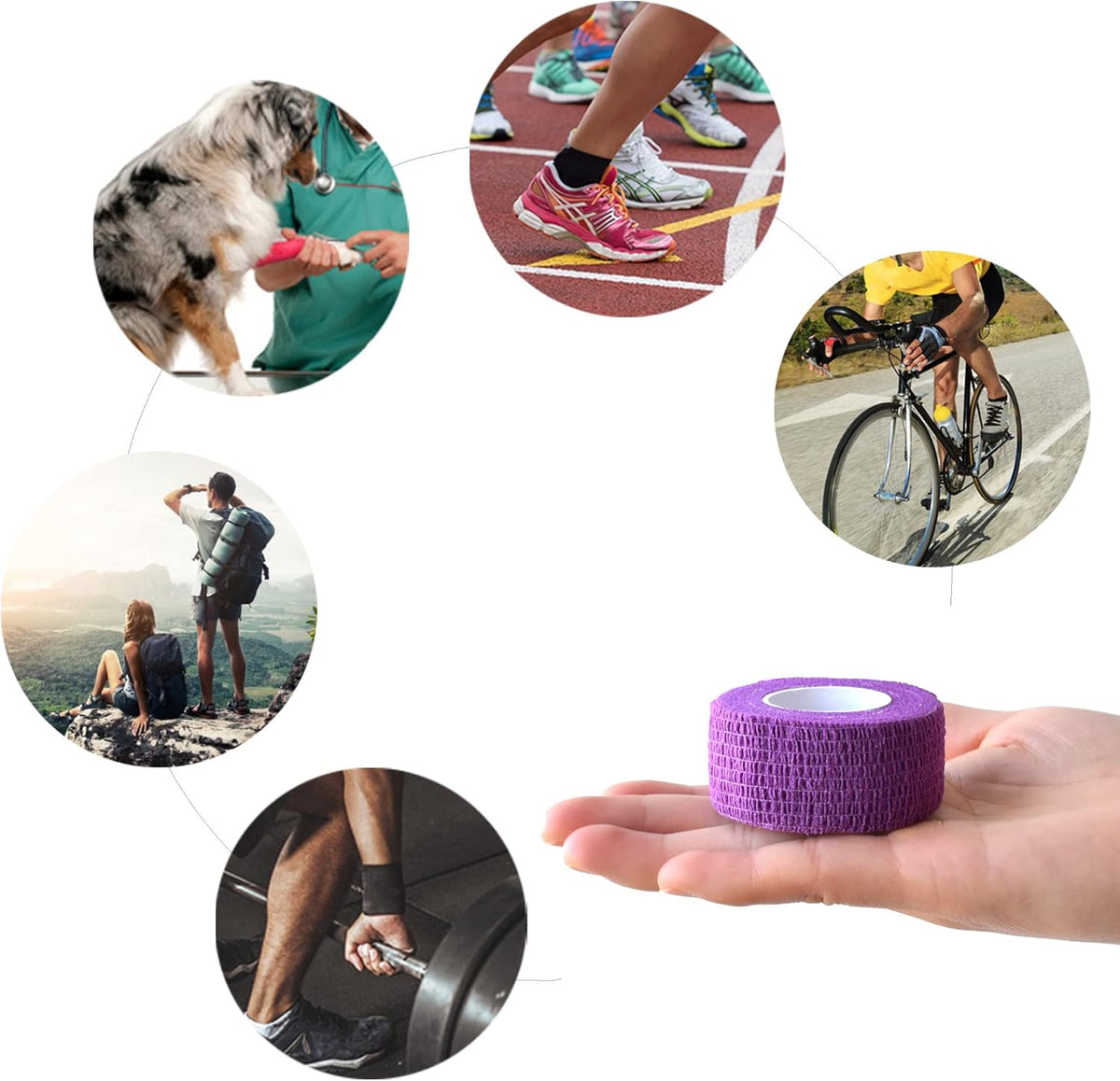 9 Pack 1" x 5 Yards Self Adhesive Bandage Wrap Self Stick Wrap for Ankle, Wrist, Finger, Sports