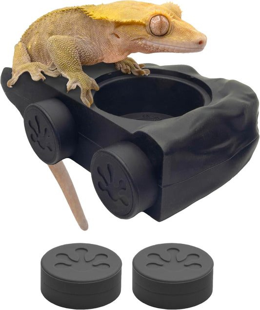 Pangea Silicone Gecko Feeding Ledge - Magnetic Mini Food Dish for Reptile Tank - 4.125" x 2.625" x