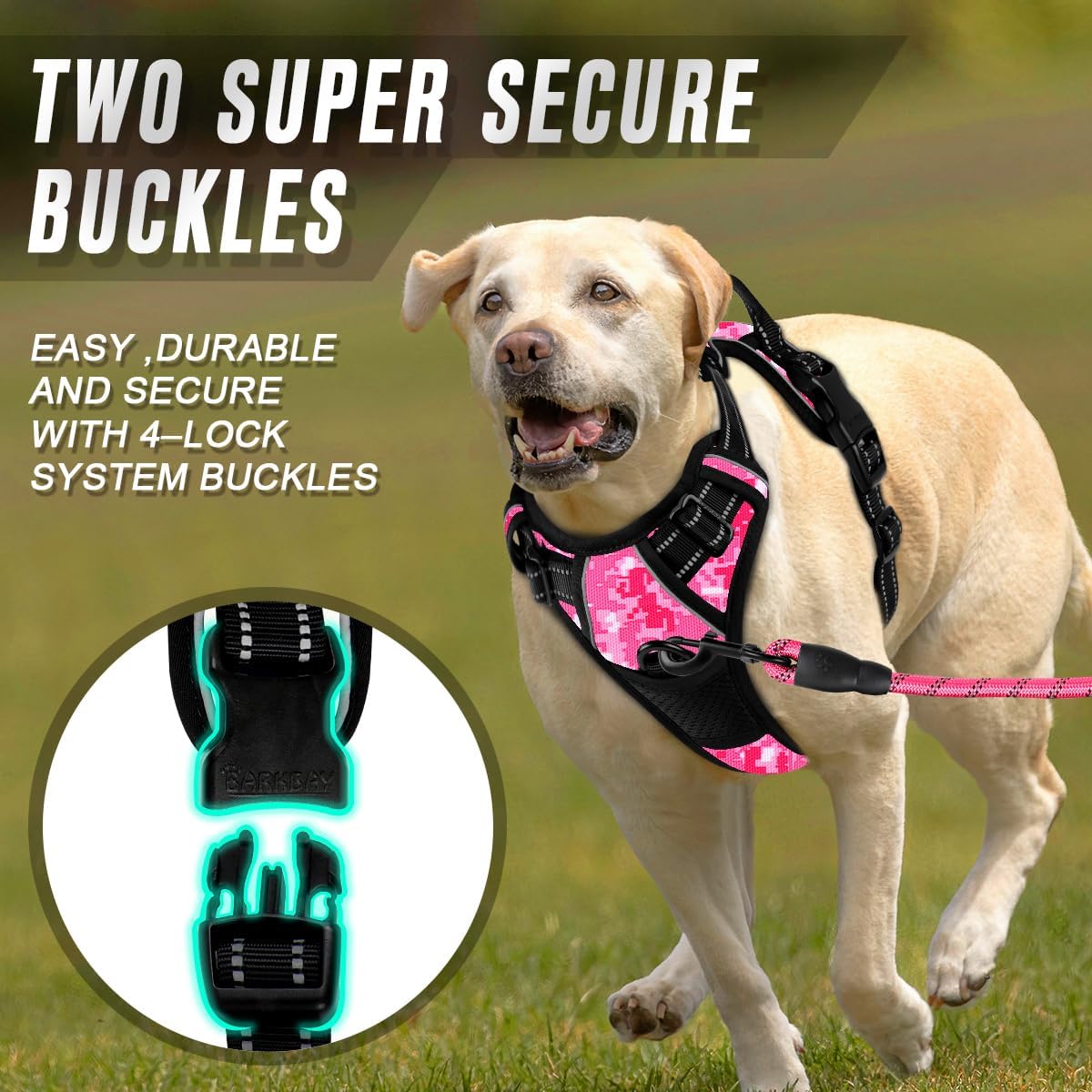 BARKBAY No Pull Dog Harness Front Clip Heavy Duty Reflective Easy Control Handle for Large Dog