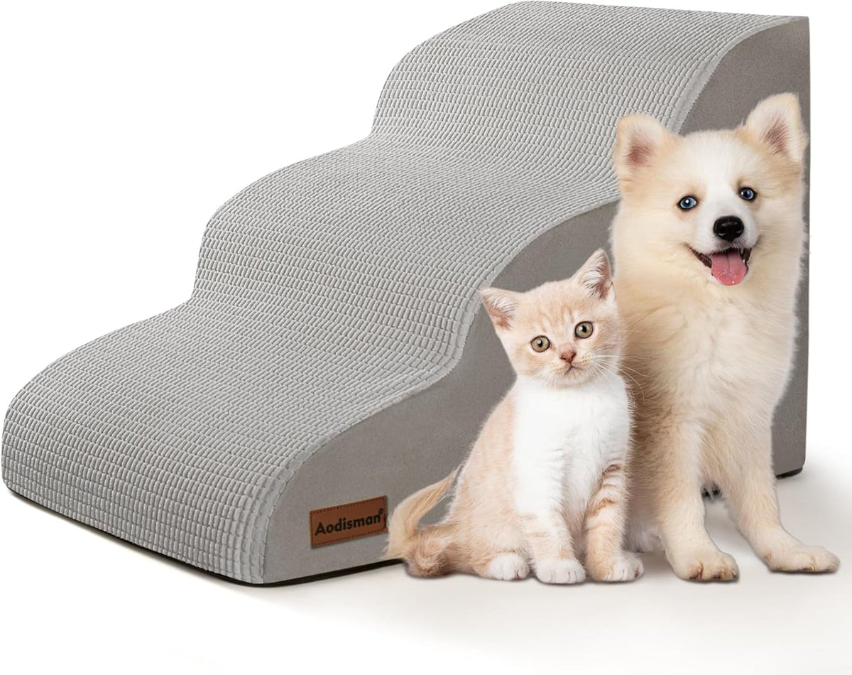 3-Step Dog Ramp and Stairs for Sofa and Chair - Non-Slip Sturdy Pet Steps for Small Dogs and