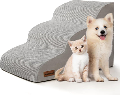 3-Step Dog Ramp and Stairs for Sofa and Chair - Non-Slip Sturdy Pet Steps for Small Dogs and