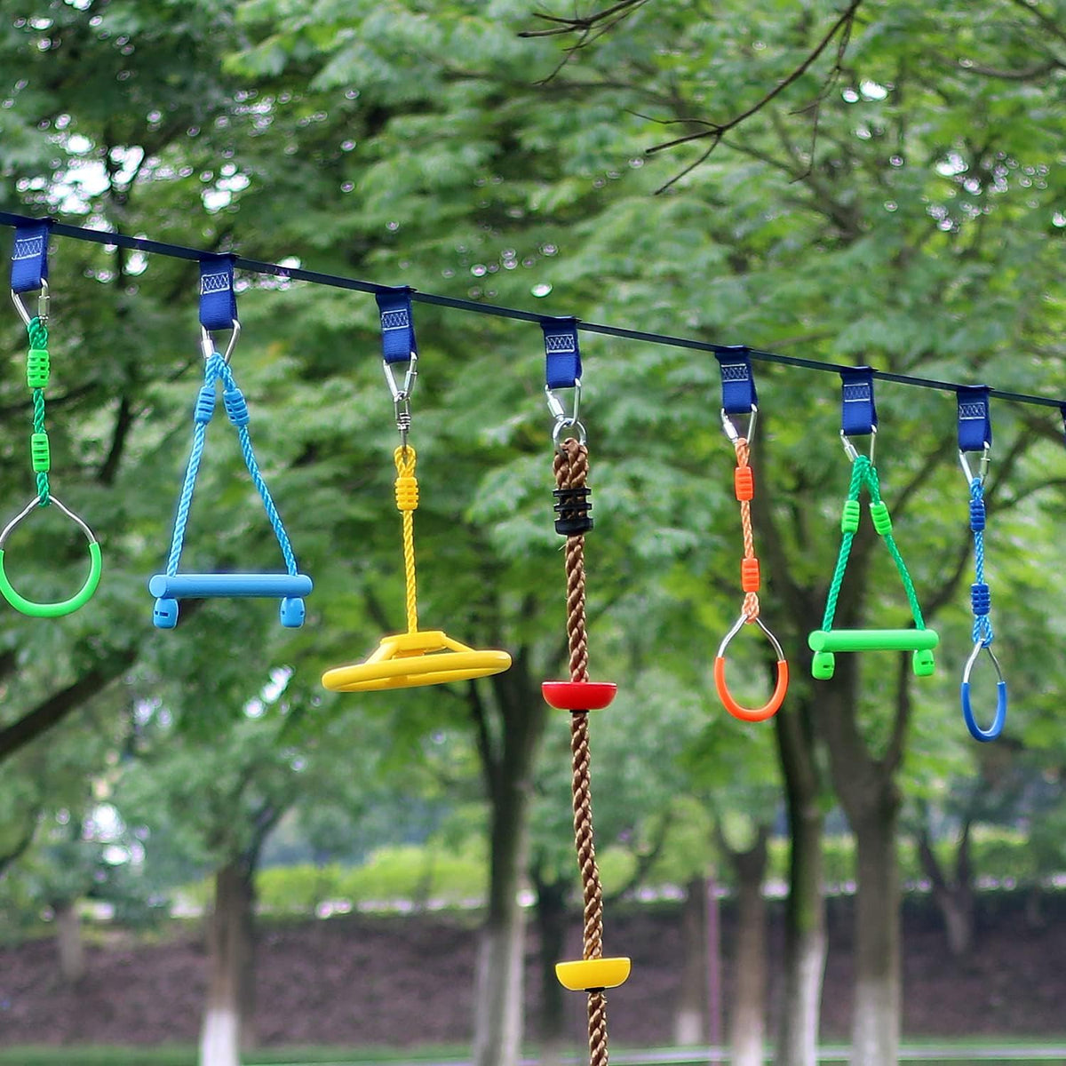 Rainbow Craft 3-Pack Kids Ninja Monkey Bars - Trapeze Swing Bars for Ninja Obstacle Course