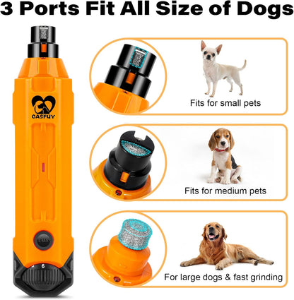 Casfuy 6-Speed Dog Nail Grinder - Newest Enhanced Pet Nail Grinder Super Quiet Rechargeable