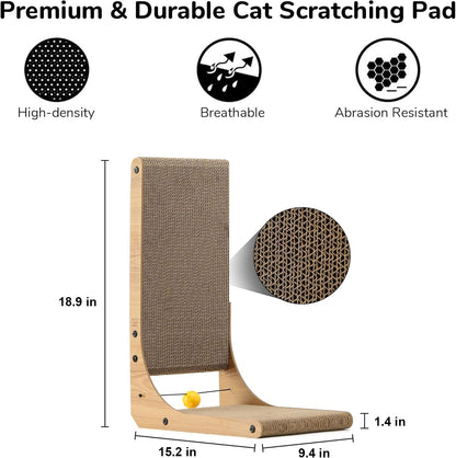 FUKUMARU Cat Scratcher, 18.9 Inch L Shape Cat Scratch Pad, Vertical Cat Scratcher Wall Mounted, Cat