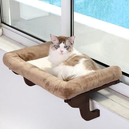 Cat Perch for Window Sill with Bolster - Orthopedic Hammock Design with Premium Hardwood & Robust