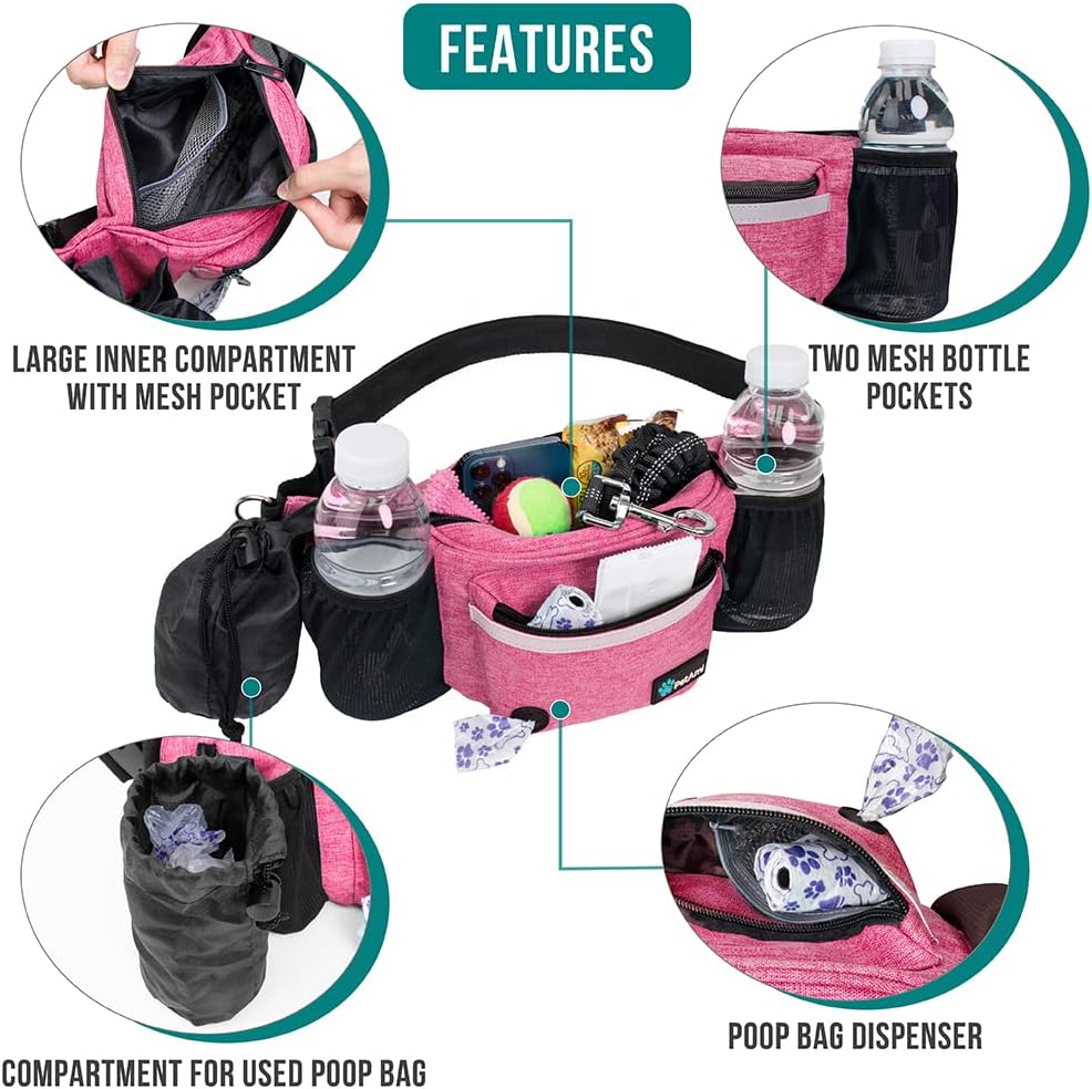 PetAmi Dog Fanny Pack, Treat Pouch for Dog Walking, Training, Built in Poop Bag Dispenser, Water