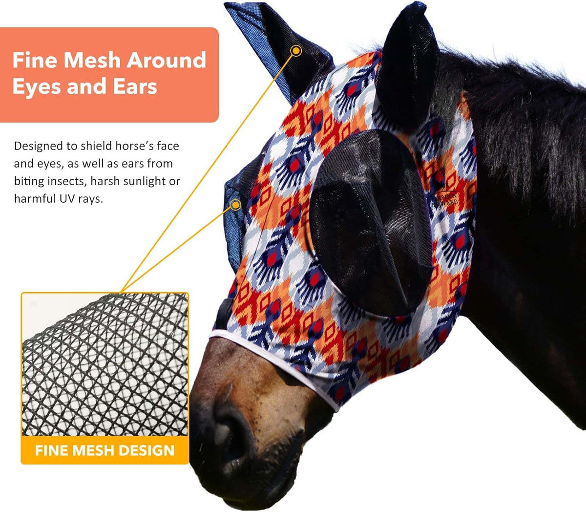 Harrison Howard Super Comfort Stretchy Fitting Horse Fly Mask with UV Protection Soft on Skin with