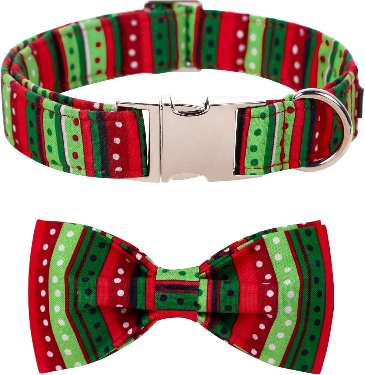 Lionet Paws Christmas Dog Collar with Bowtie, Dog Bowtie Collar with Metal Buckle for Dogs
