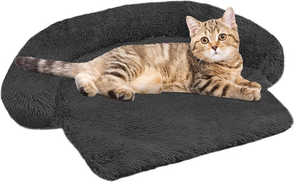 Calming Dog Bed Fluffy Plush Dog Mat for Furniture Protector with Removable Washable Cover for