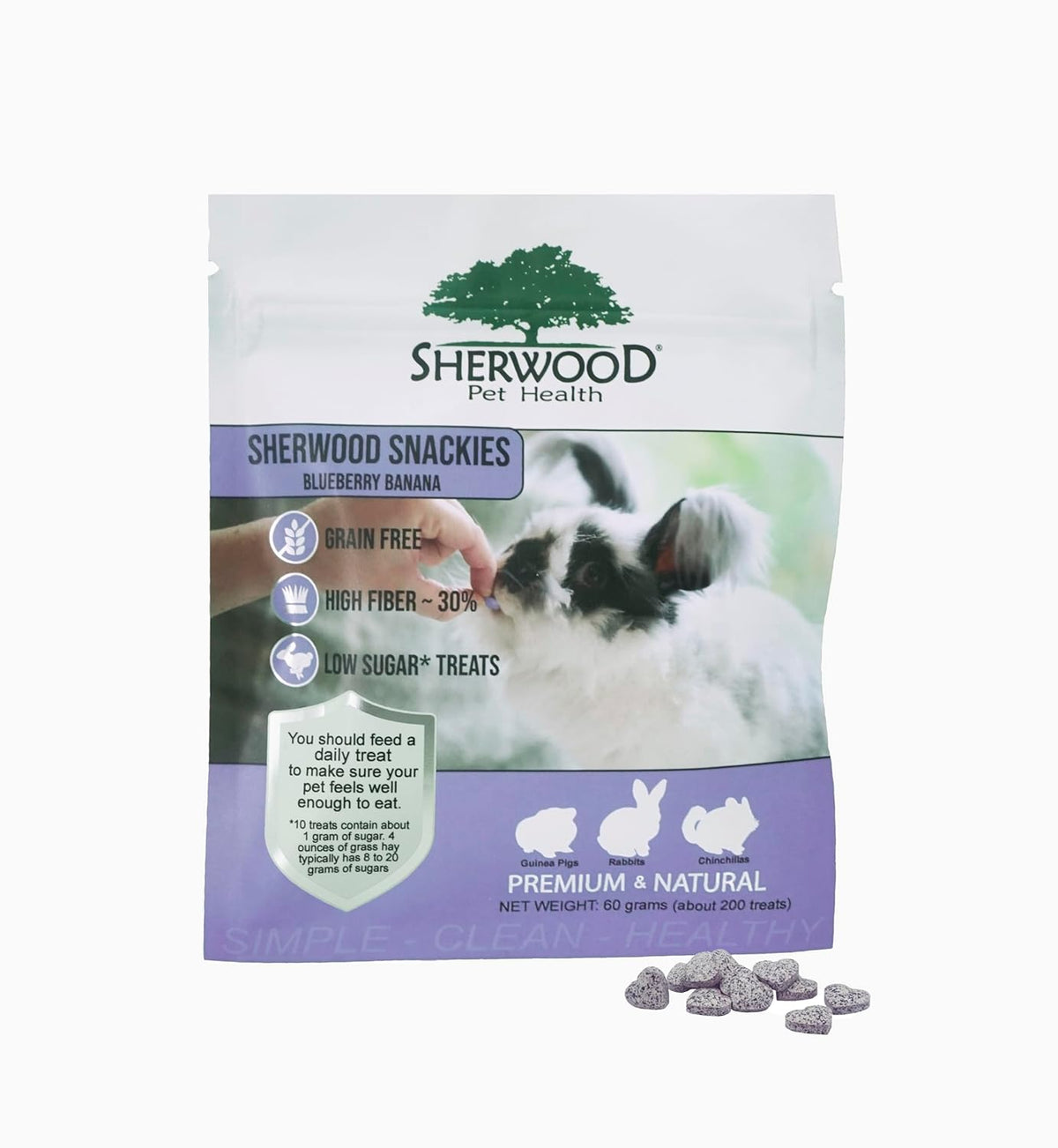 Sherwood Pet Health Snackies for Chinchillas, Rabbits & Guinea Pigs, Grain-Free, Real Fruit, Low
