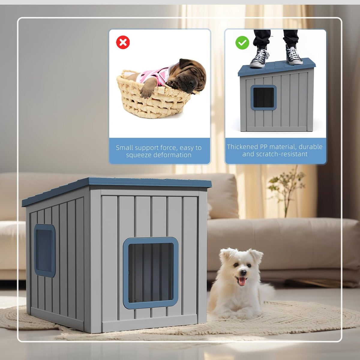 DRATO Dog House Indoor and Outdoor with Weatherproof Roof Removable Floors for Small to Middle