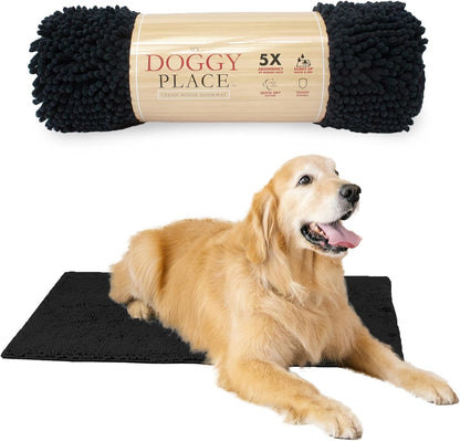 My Doggy Place Microfiber Dog Mat for Muddy Paws, 36" x 26" Black - Absorbent and Quick-Drying Dog