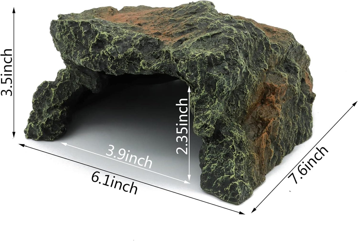 JIHAQUA Reptile Rock Hide Cave, Aquarium Habitat Decor Rock Tortoise Hideout for Lizards, Turtles