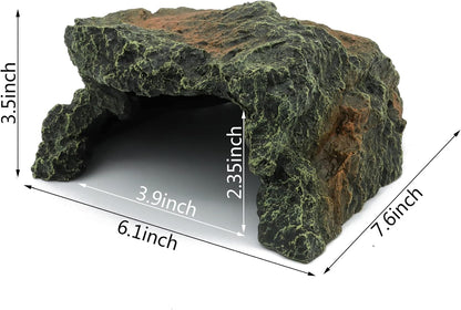 JIHAQUA Reptile Rock Hide Cave, Aquarium Habitat Decor Rock Tortoise Hideout for Lizards, Turtles