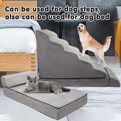 Soft Dog Stairs & Steps for High Beds 28 Inches High Tall, LitaiL Pet Stairs/Steps for High Beds