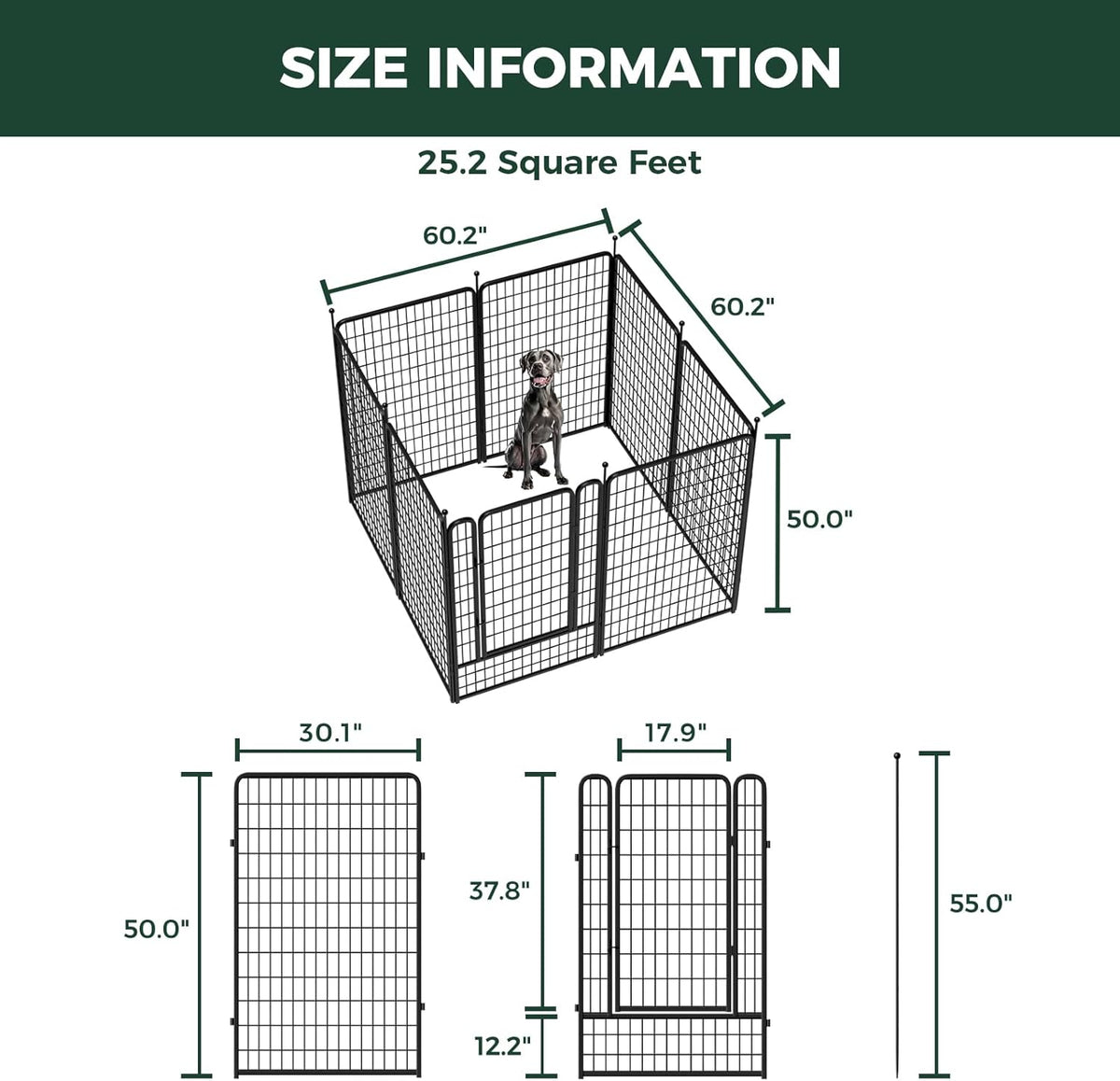 FXW Rollick Unleashed Dog Playpen for Indoor, Yard, RV Camping, 50 inch 8 Panels for Large Dogs