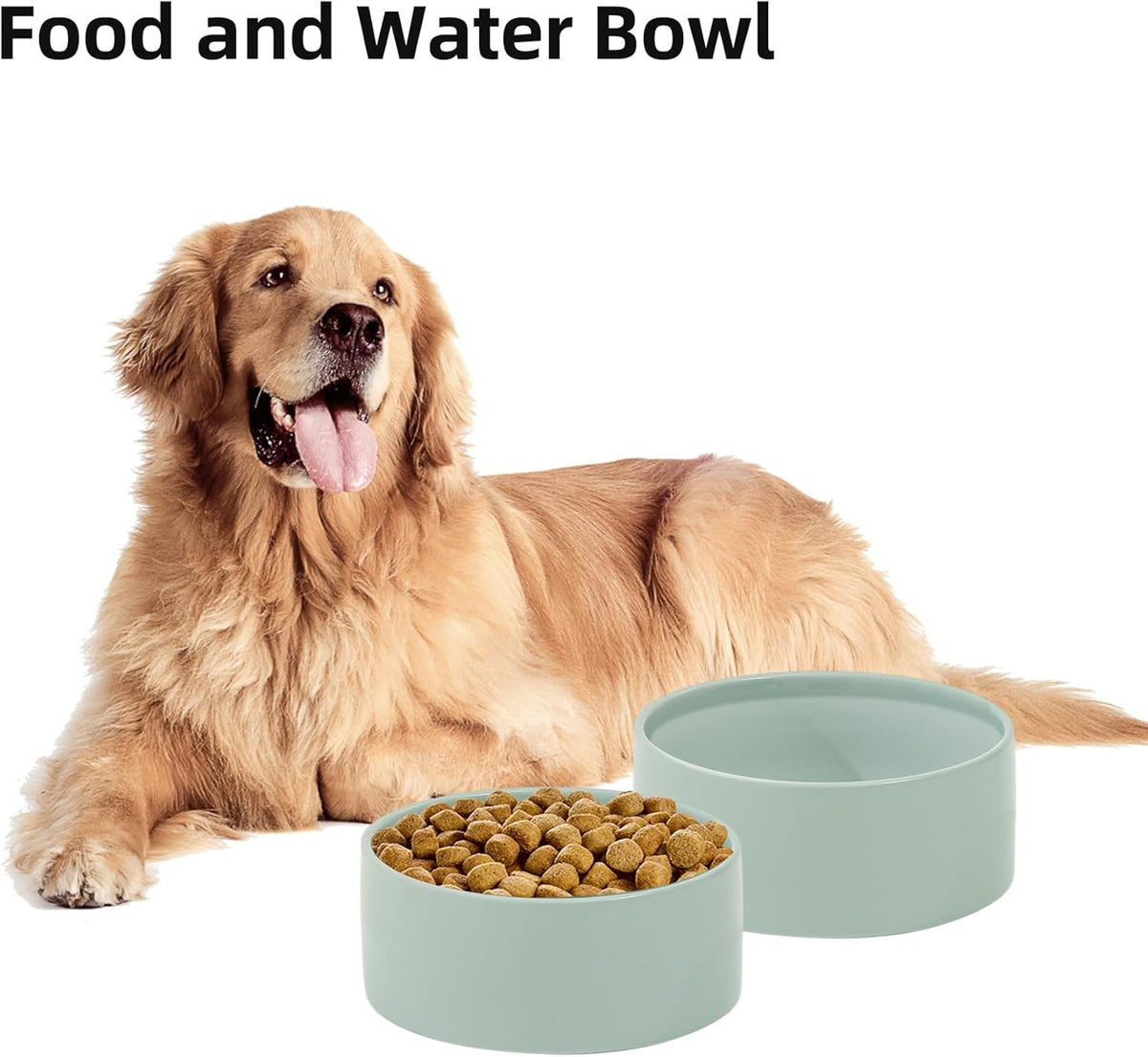 Ceramic 8.2inch Dog Bowl for Large-Breed Dogs, Anti-Slip and Weighted Pet Food and Water Bowl