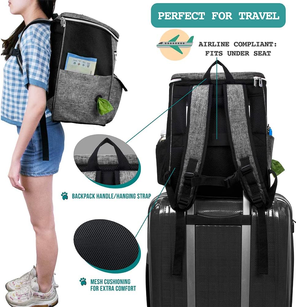 PetAmi Dog Travel Bag Backpack, Airline Approved Dog Bags for Traveling, Puppy Diaper Bag Supplies