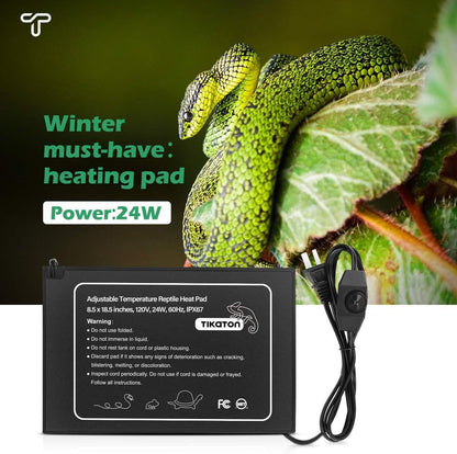 Tikaton Reptile Heat Pad - Adjustable Temperature Under Tank Heater for 10-20gal/30-40gal Tank