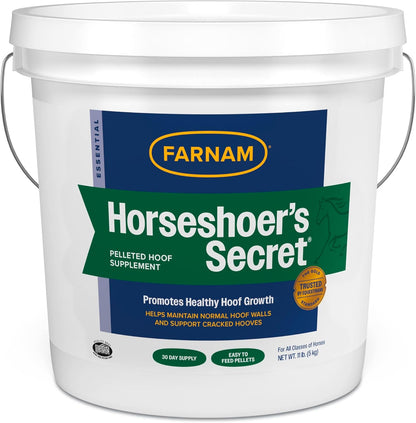 Farnam Horseshoer's Secret Pelleted Hoof Supplement for horses promotes healthy hoof growth, 11lb.