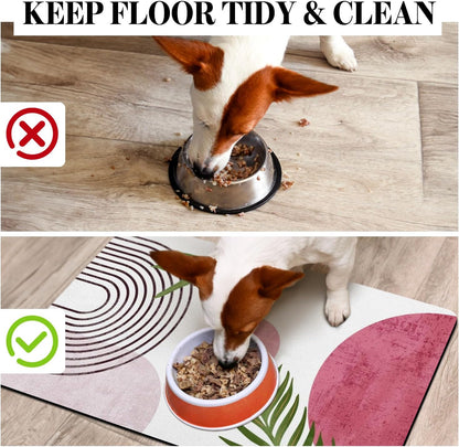 Dog Food Mats for Floors, Absorbent Dog Bowl Mat for Food and Water Dispenser Mat, Quick Dry Cat