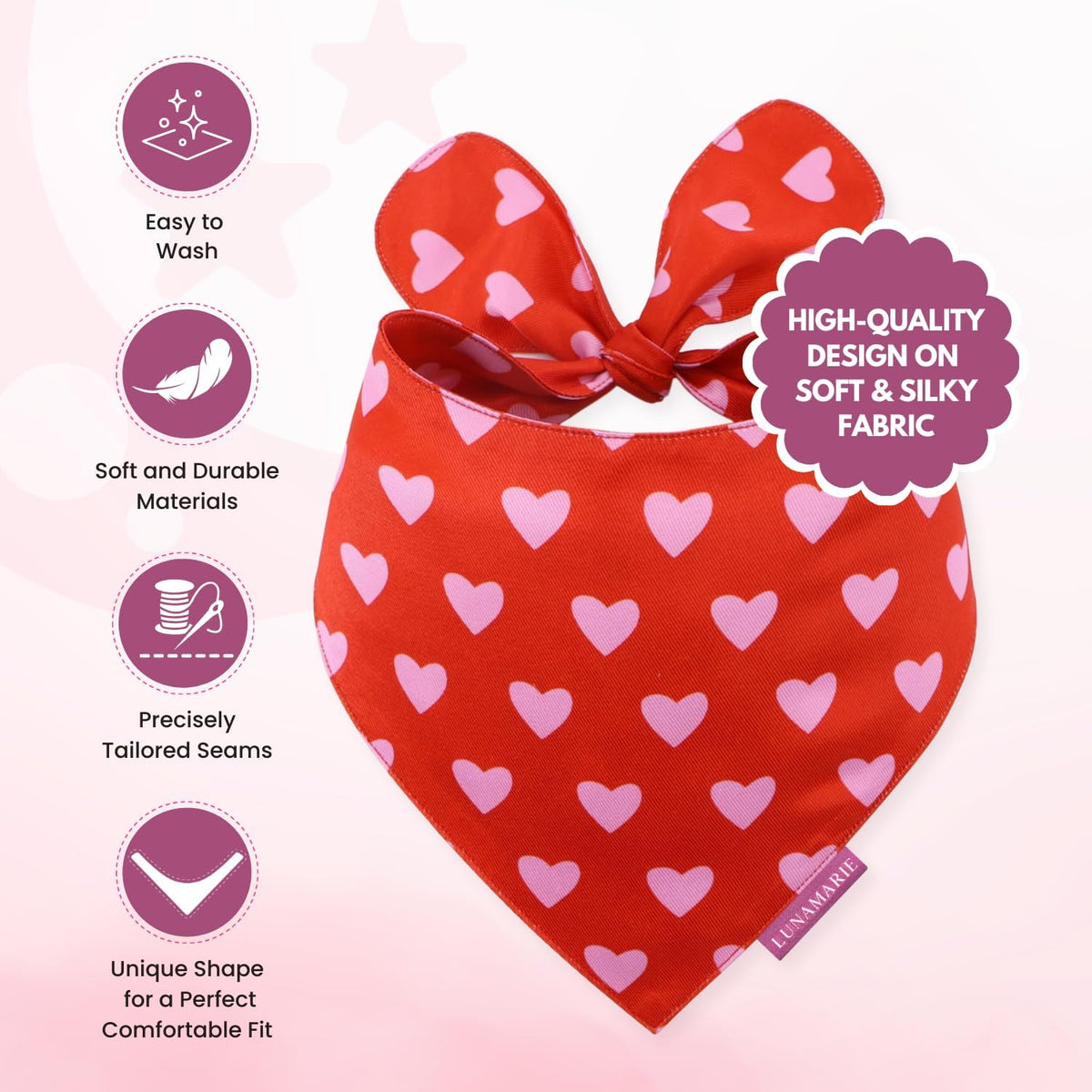 LunaMarie - Luxury Pet Birthday Bandanas -Premium & Silky Poly Fabric | 100% Handmade | Custom
