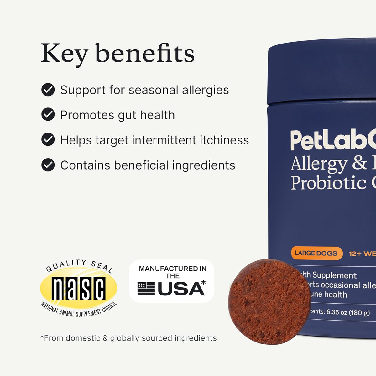 PetLab Co. Allergy & Immune Daily Probiotics for Dogs. Supports Yeast Production, Seasonal