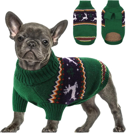 Queenmore Dog Christmas Sweater,Turtleneck Knitted Pullover Xmas Pet Clothes Sweatshirt,Christmas