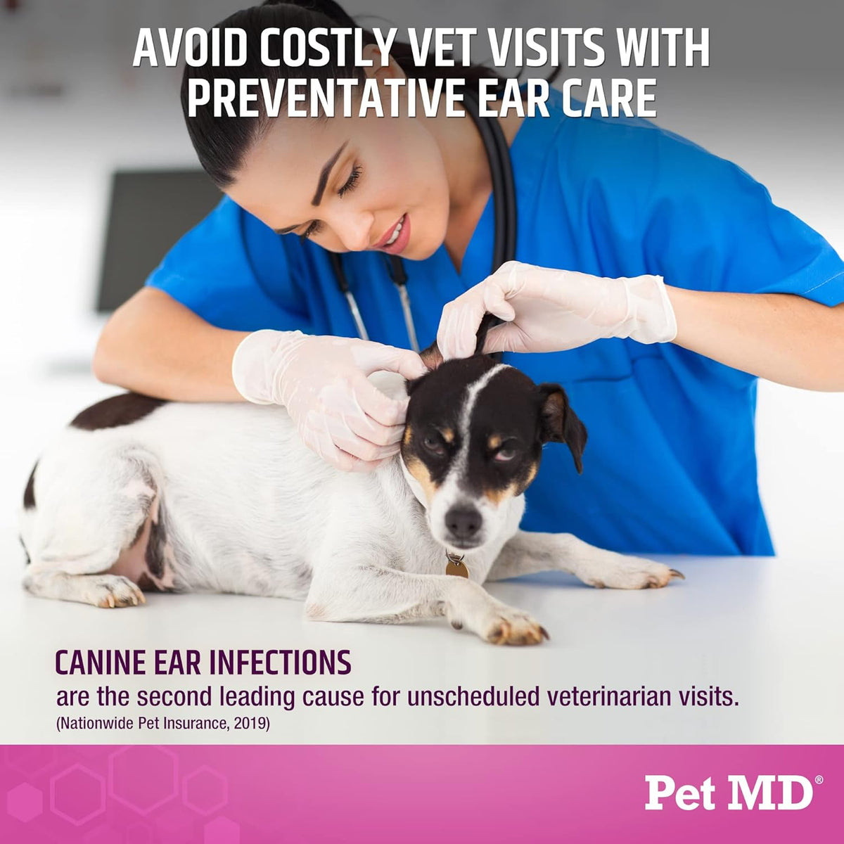 Pet MD Otic-Clean Dog Ear Cleaner - Veterinarian-Formulated Otic Ear Solution for Dogs & Cats - Pet