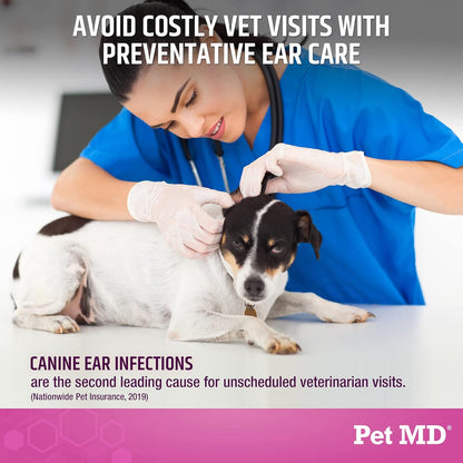 Pet MD Otic-Clean Dog Ear Cleaner - Veterinarian-Formulated Otic Ear Solution for Dogs & Cats - Pet