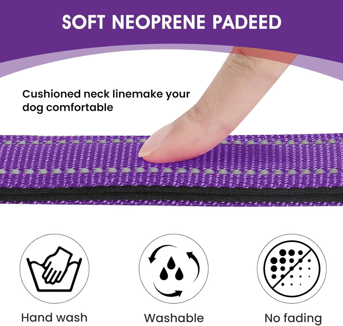 Reflective Dog Collar Padded with Soft Neoprene Breathable Quick Release Basic Dog Collars for