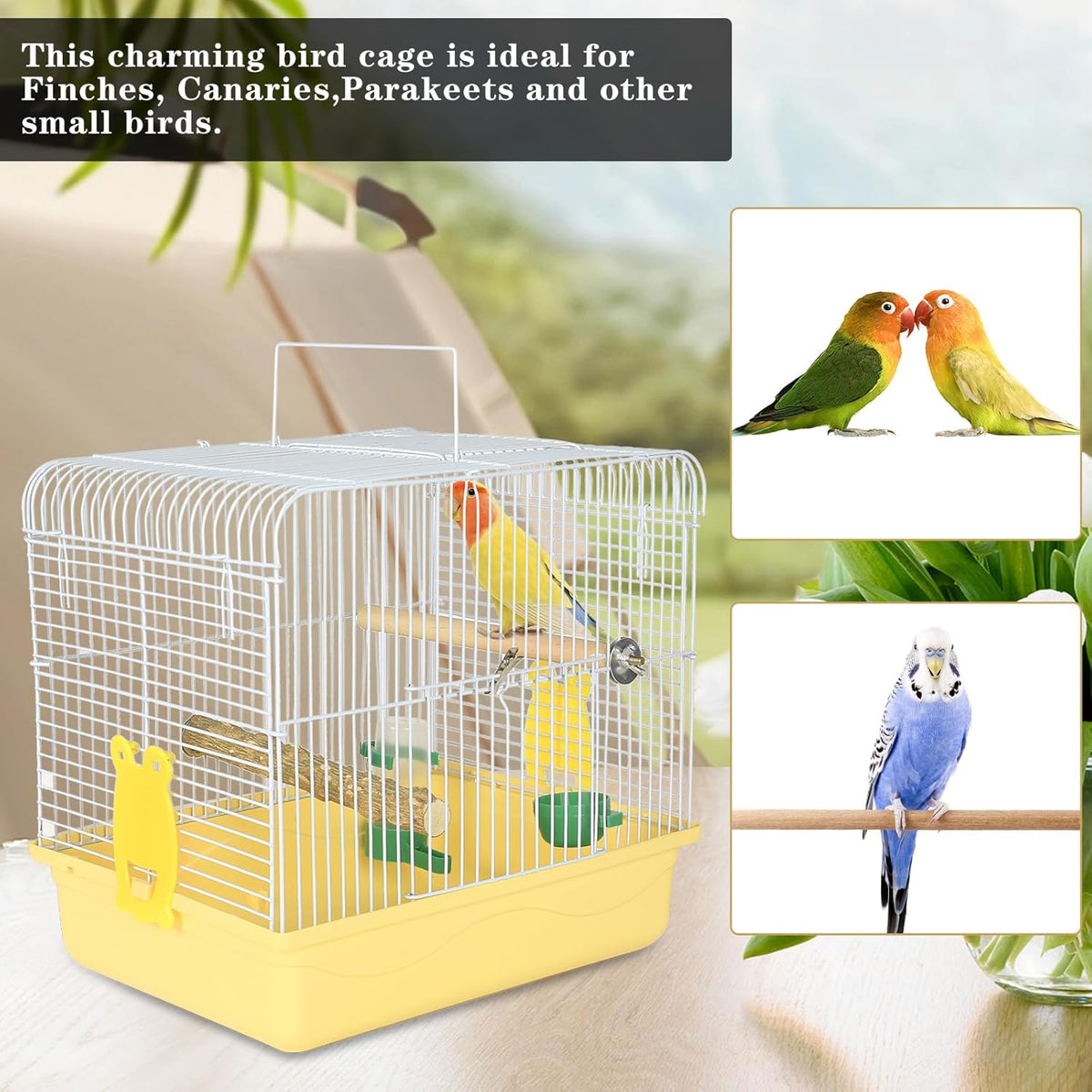 Small Bird Cage, Lightweight for Parakeets, Hanging for Parrot, Travel for Cockatiel, Outdoor