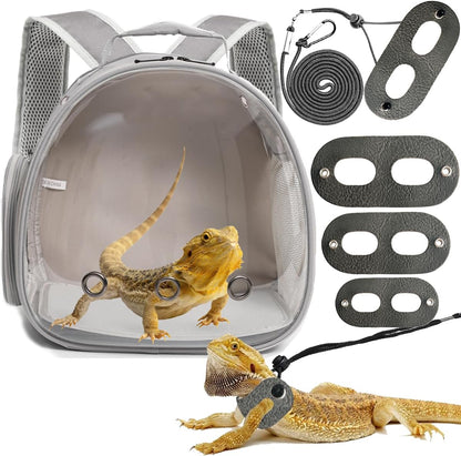 Bearded Dragon Travel Backpack with Harness and Leash Set,Lizard Backpack Travel Carrier,Space