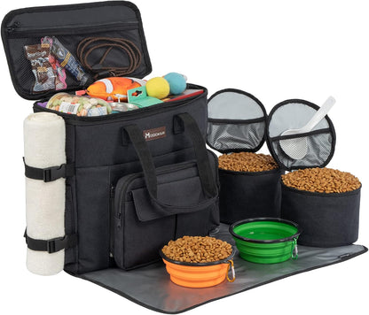 Modoker Dog Travel Bag with 2 Collapsible Dog Bowls, 1 Dog Backpack, Airline Approved Pet Travel