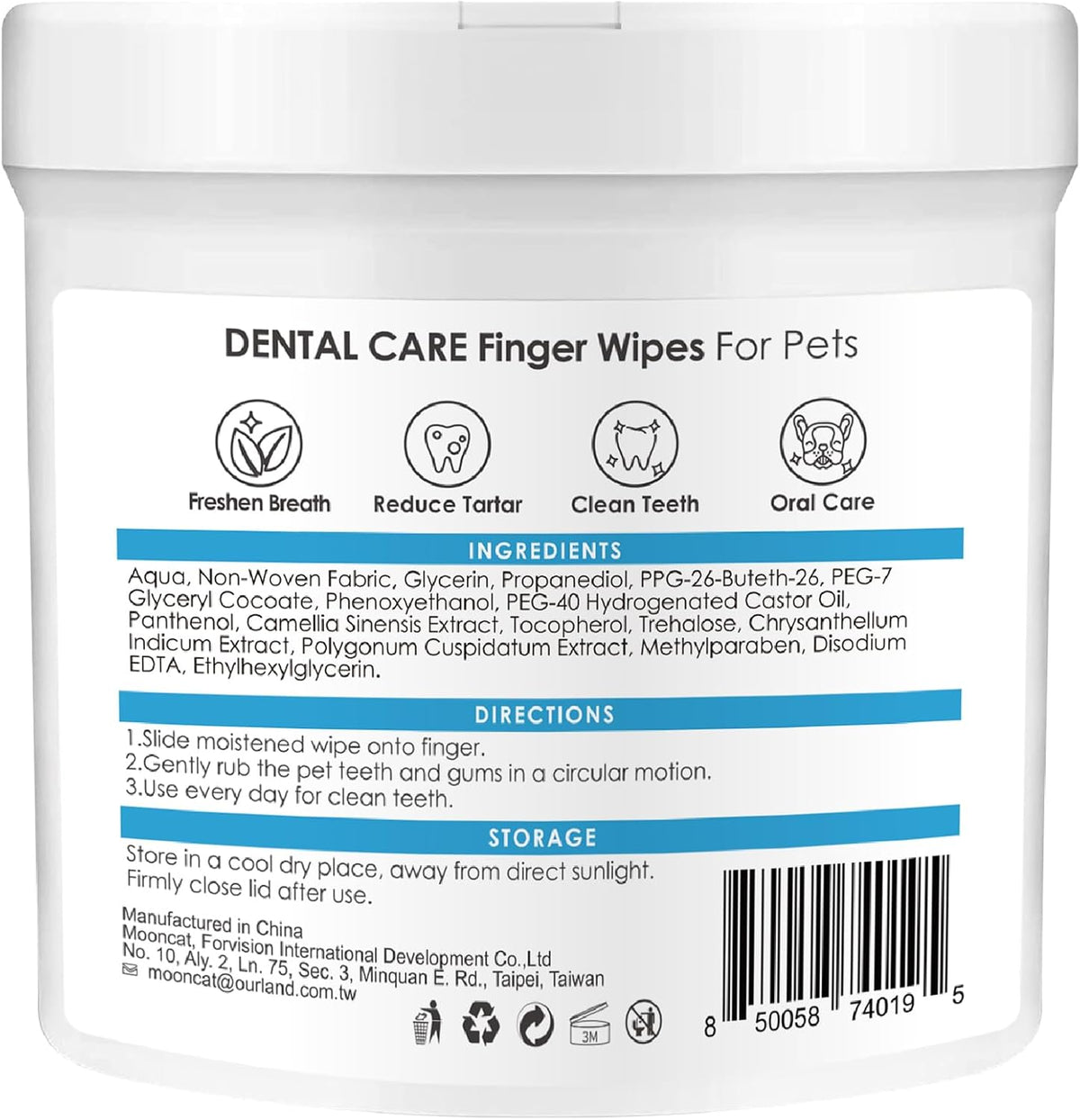 Mooncat Dental Finger Wipes for Dogs & Cats - Easy Teeth Cleaning to Remove Plaque, Tartar &