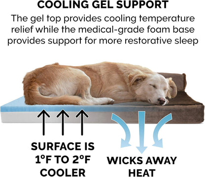 Furhaven Cooling Gel Dog Bed for Large Dogs w/ Removable Bolsters & Washable Cover, For Dogs Up to