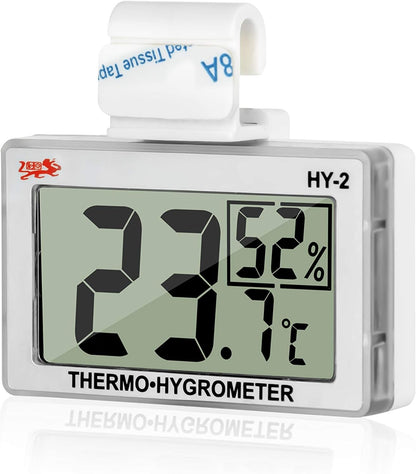 Digital Reptile Thermometer Hygrometer with Hook & Adhesive, LCD Display Temperature Humidity Gauge