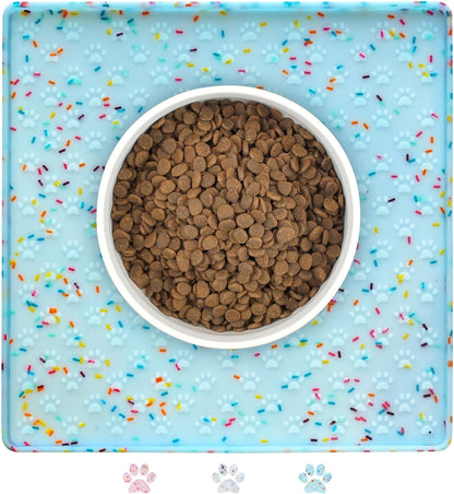 Ptlom Dog Food Mat Anti-Slip Dog Bowl Mats for Food and Water, Waterproof Pet Placemat Prevents