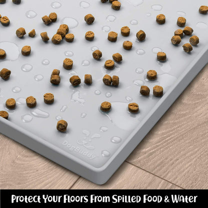 DogBuddy Dog Food Mat – Waterproof Dog Bowl Mat for Food and Water, Silicone Pet Feeding Mats for