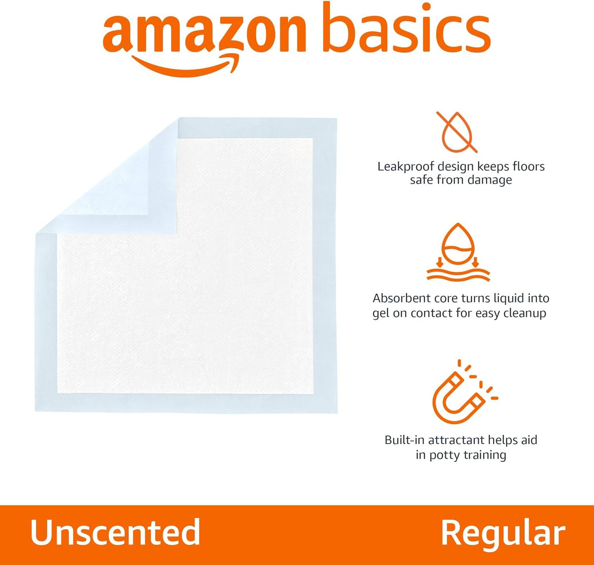 Amazon Basics Dog and Puppy Pee Pads, 5-Layer Leak-Proof Super Absorbent, Quick-Dry Surface, Potty