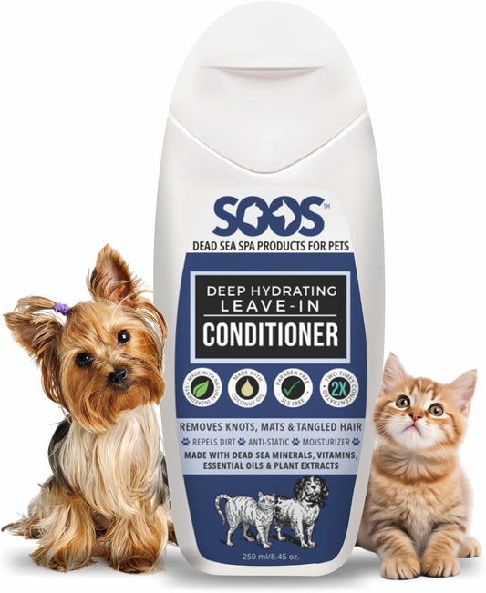 Soos Pets Deep Hydrating Leave-in Conditioner for Dogs and Cats | Natural Dead Sea Minerals &